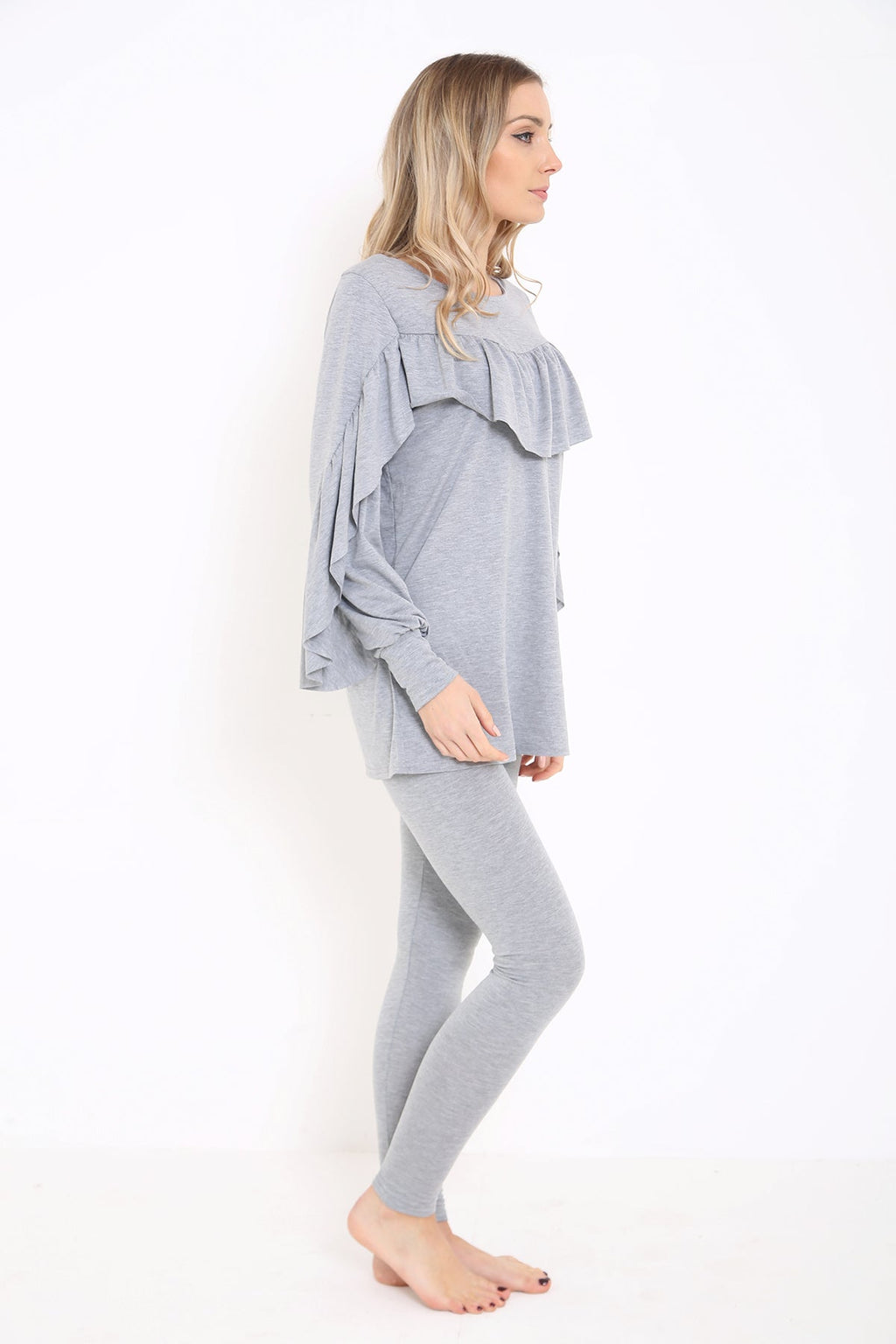 Frill Sleeve And Front LoungeWear Set