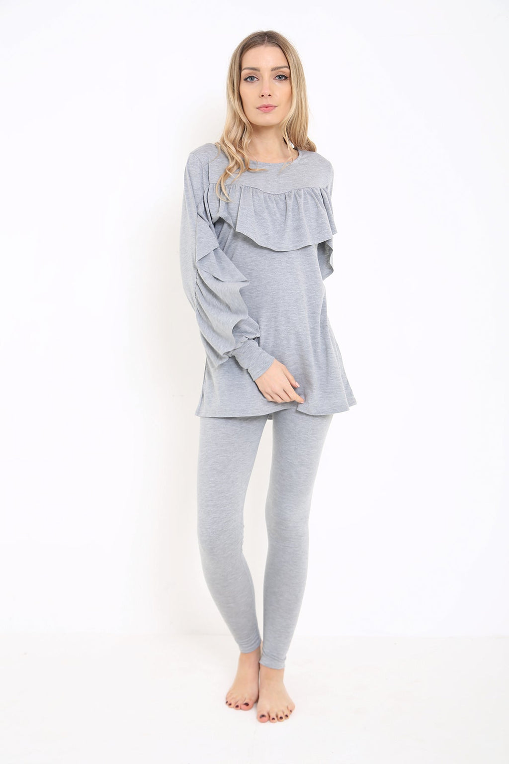 Frill Sleeve And Front LoungeWear Set