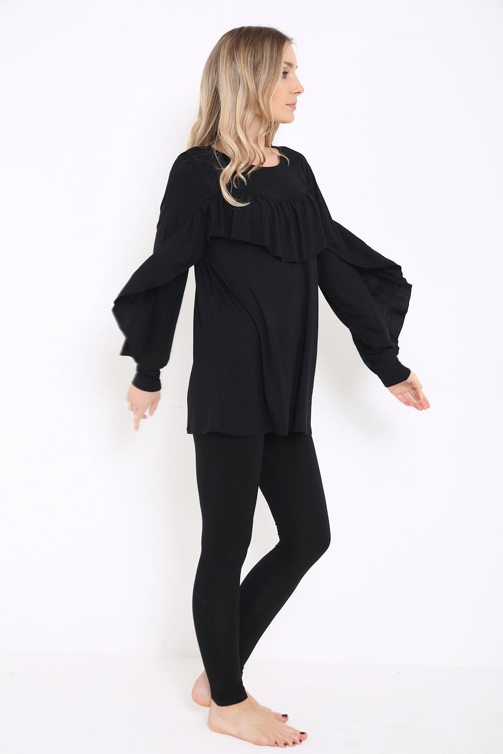 Frill Sleeve And Front LoungeWear Set
