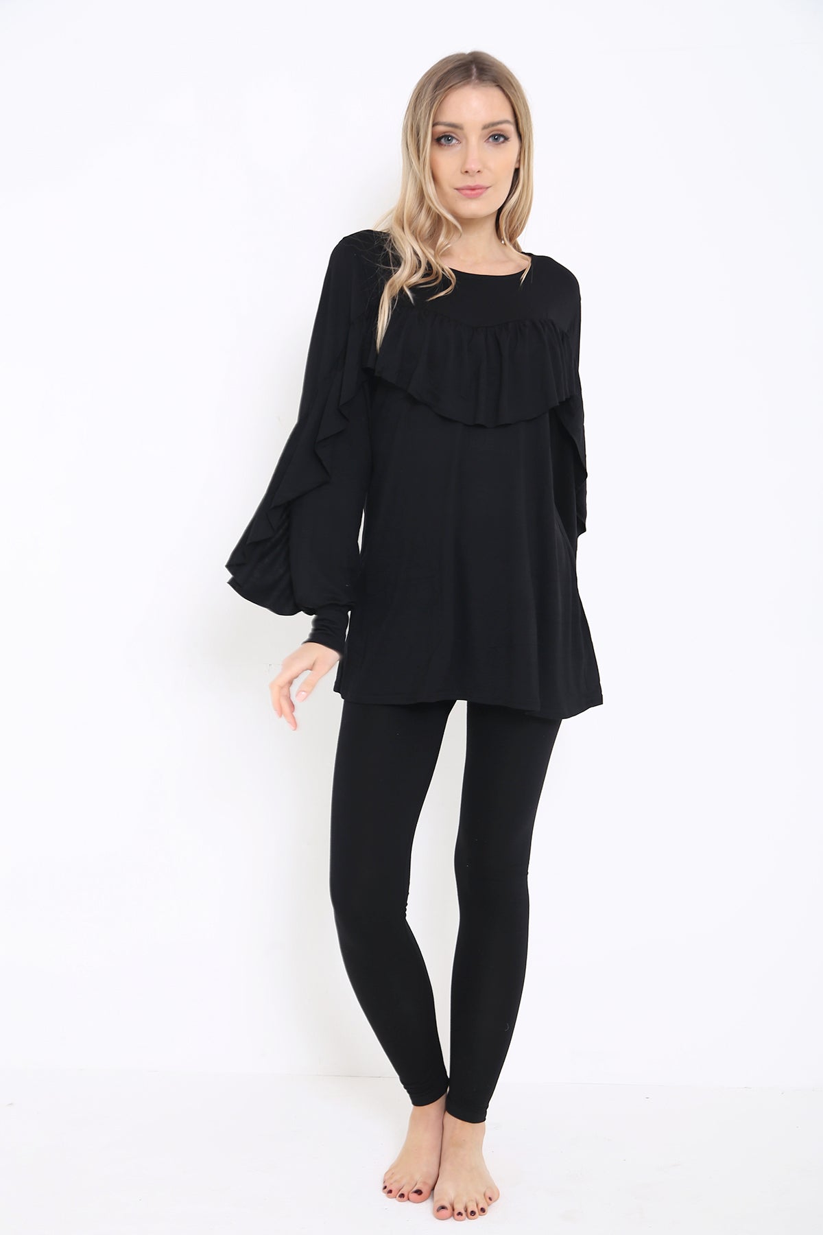 Frill Sleeve And Front LoungeWear Set