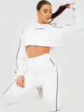 Piping Detail Cropped Hoodie & Jogger Co-ord