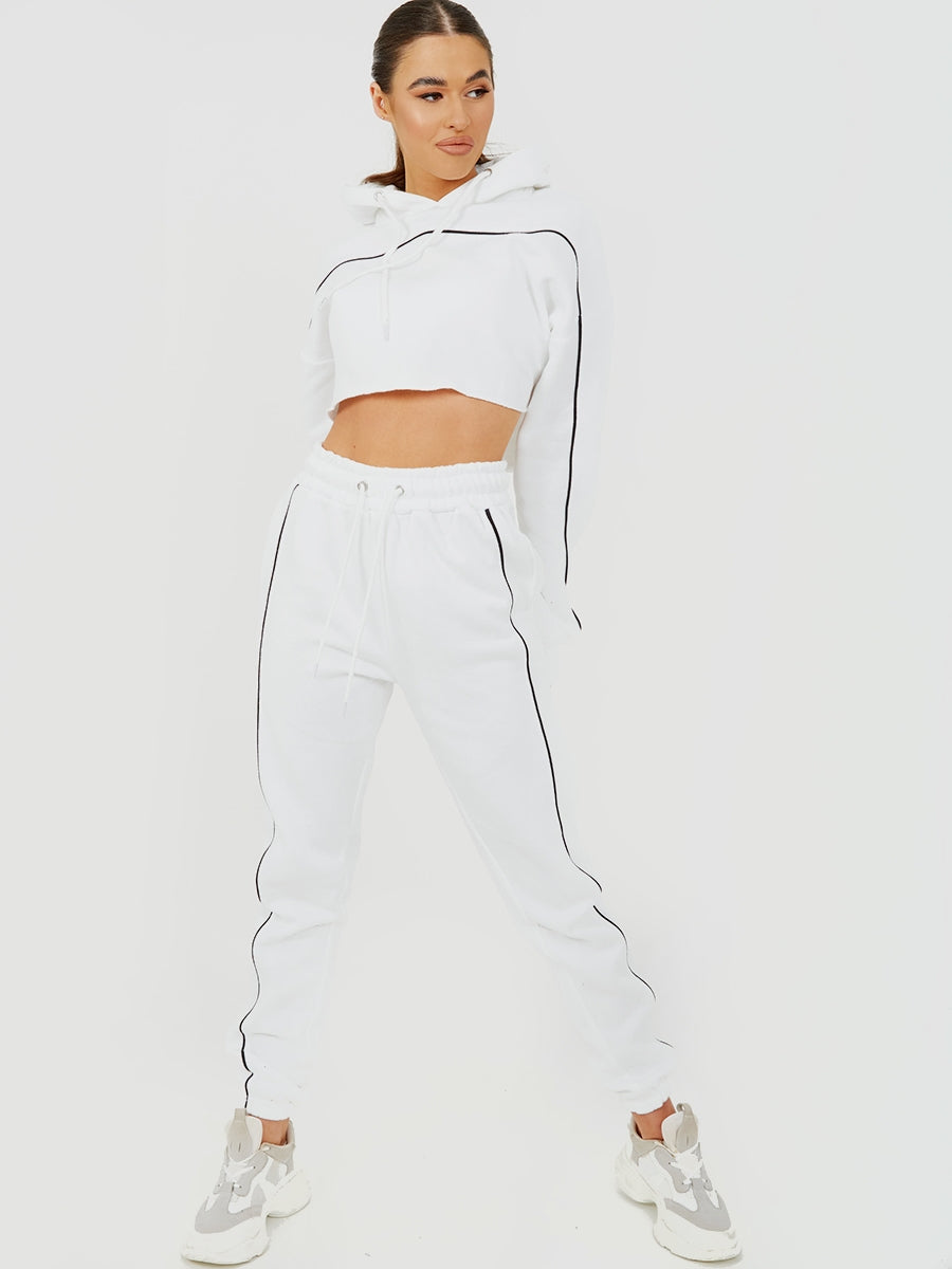 Piping Detail Cropped Hoodie & Jogger Co-ord