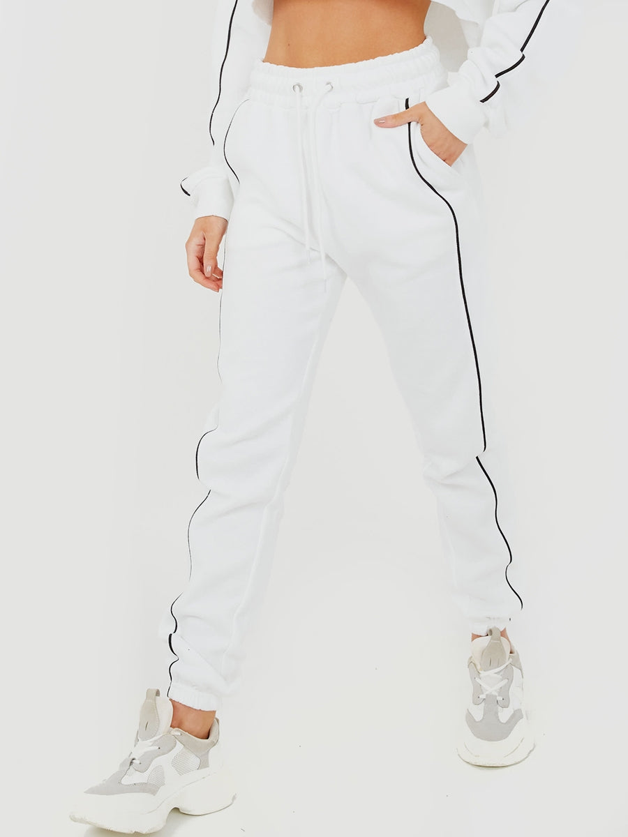 Piping Detail Cropped Hoodie & Jogger Co-ord