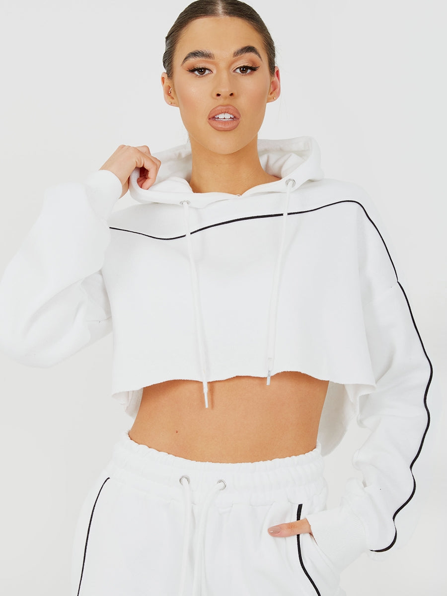 Piping Detail Cropped Hoodie & Jogger Co-ord