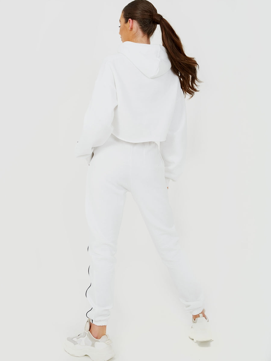 Piping Detail Cropped Hoodie & Jogger Co-ord