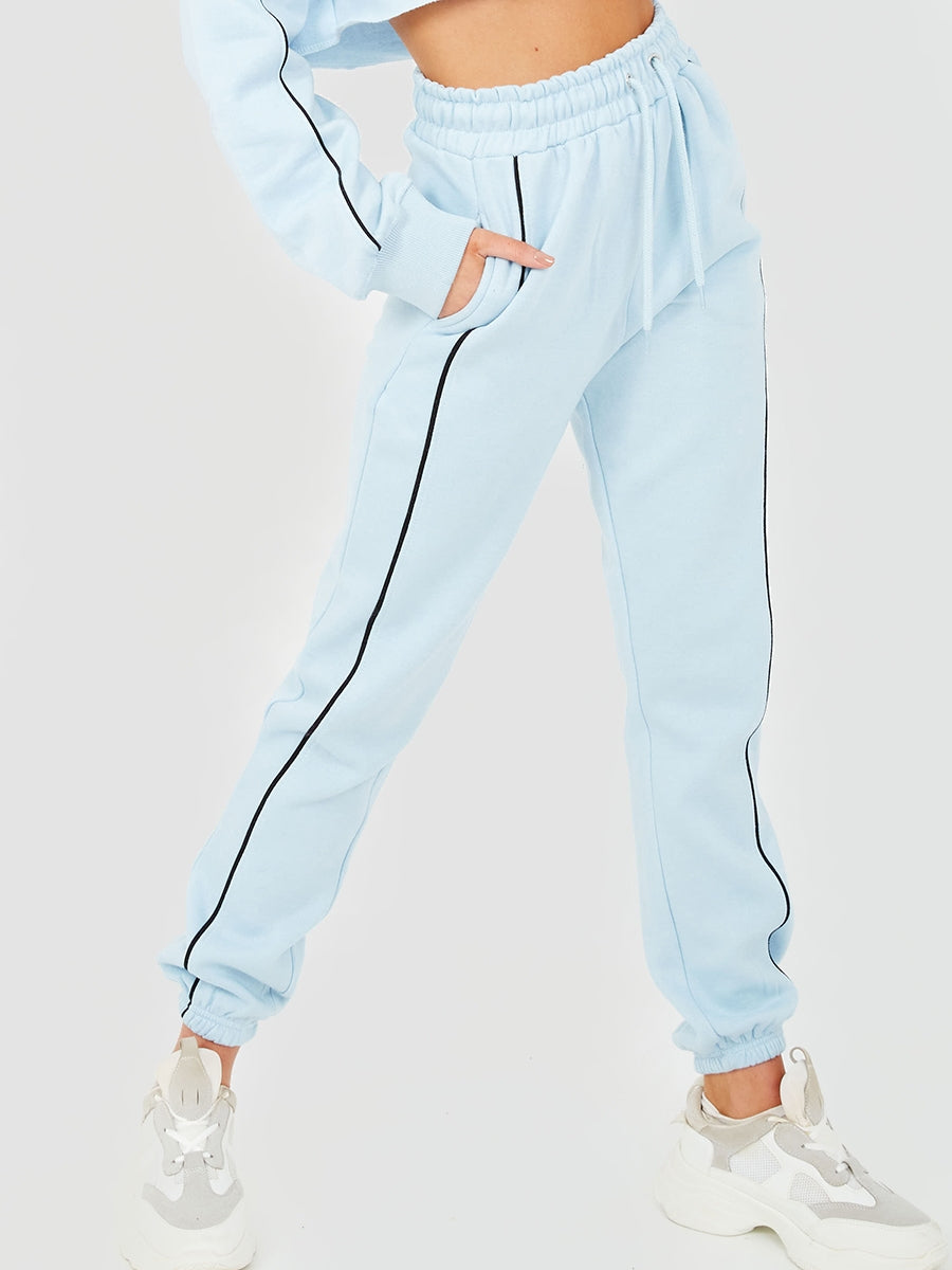 Piping Detail Cropped Hoodie & Jogger Co-ord