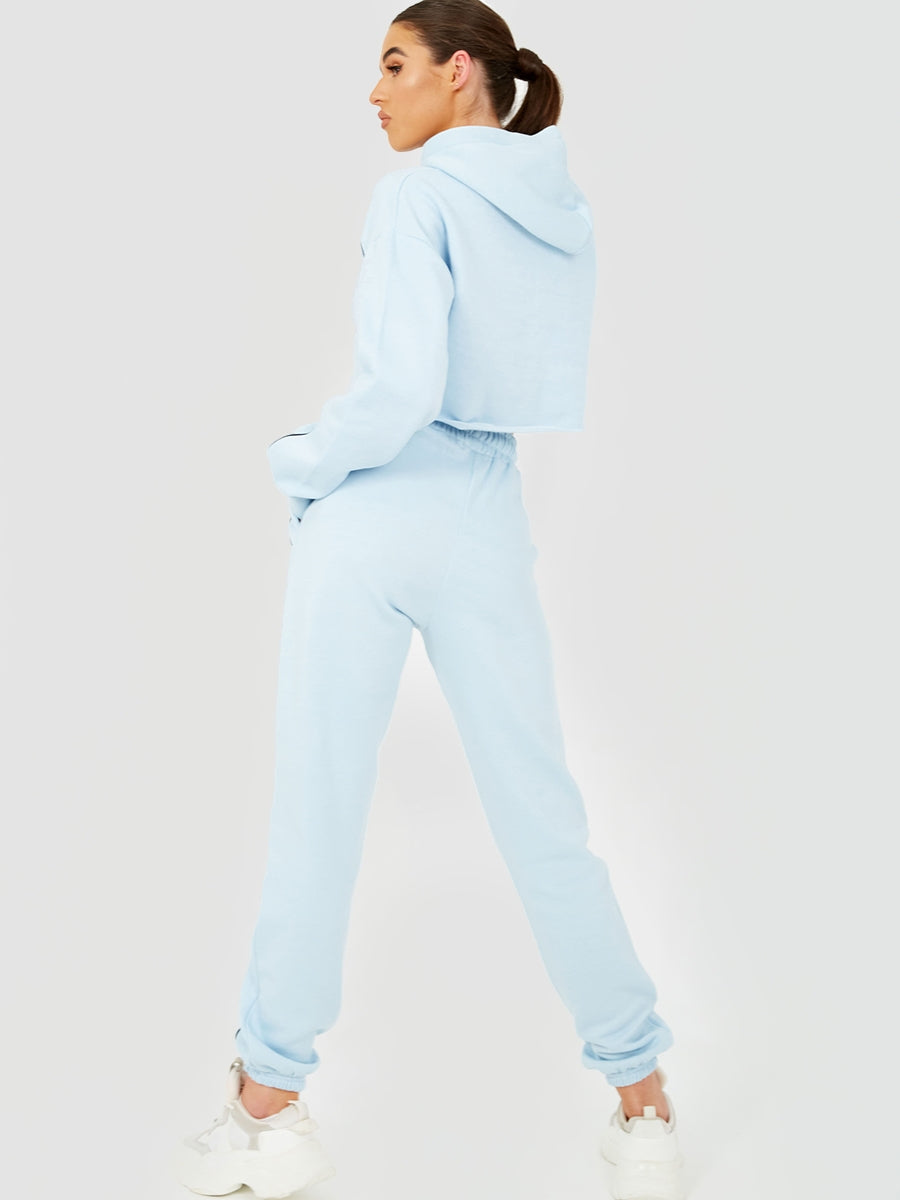 Piping Detail Cropped Hoodie & Jogger Co-ord