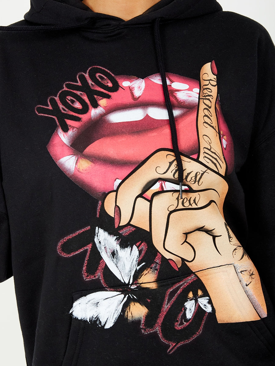 Respect All Graphic Fleeced Hoodie