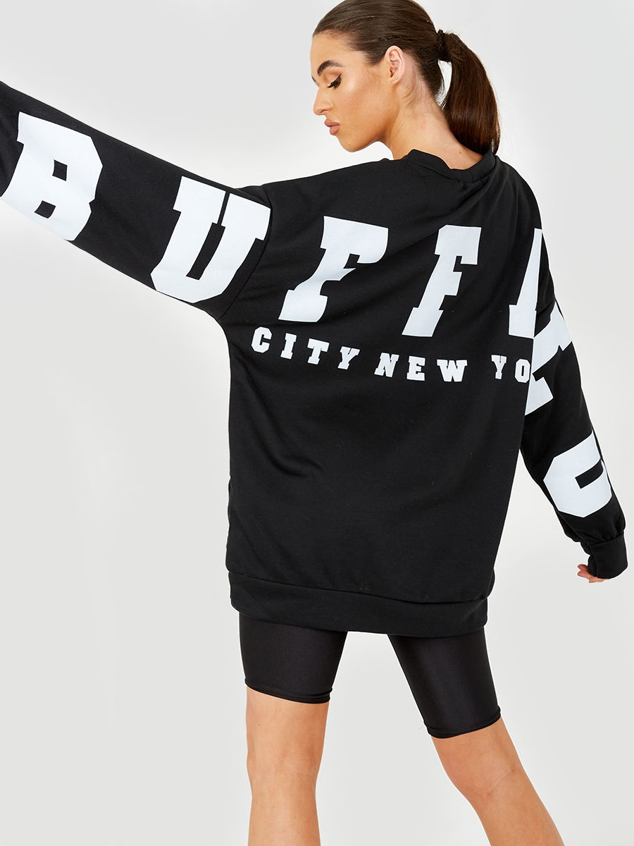 Buffalo Print Oversized Sweatshirt