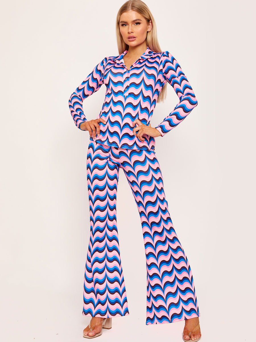 Abstract Print Flared Trouser