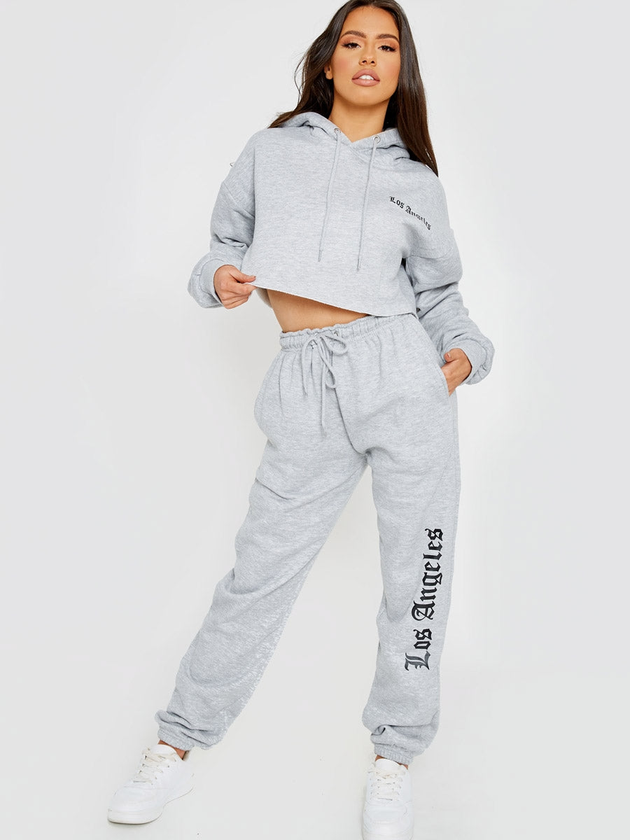 Los Angeles Cropped Hoodie & Jogger Fleece Co-ord