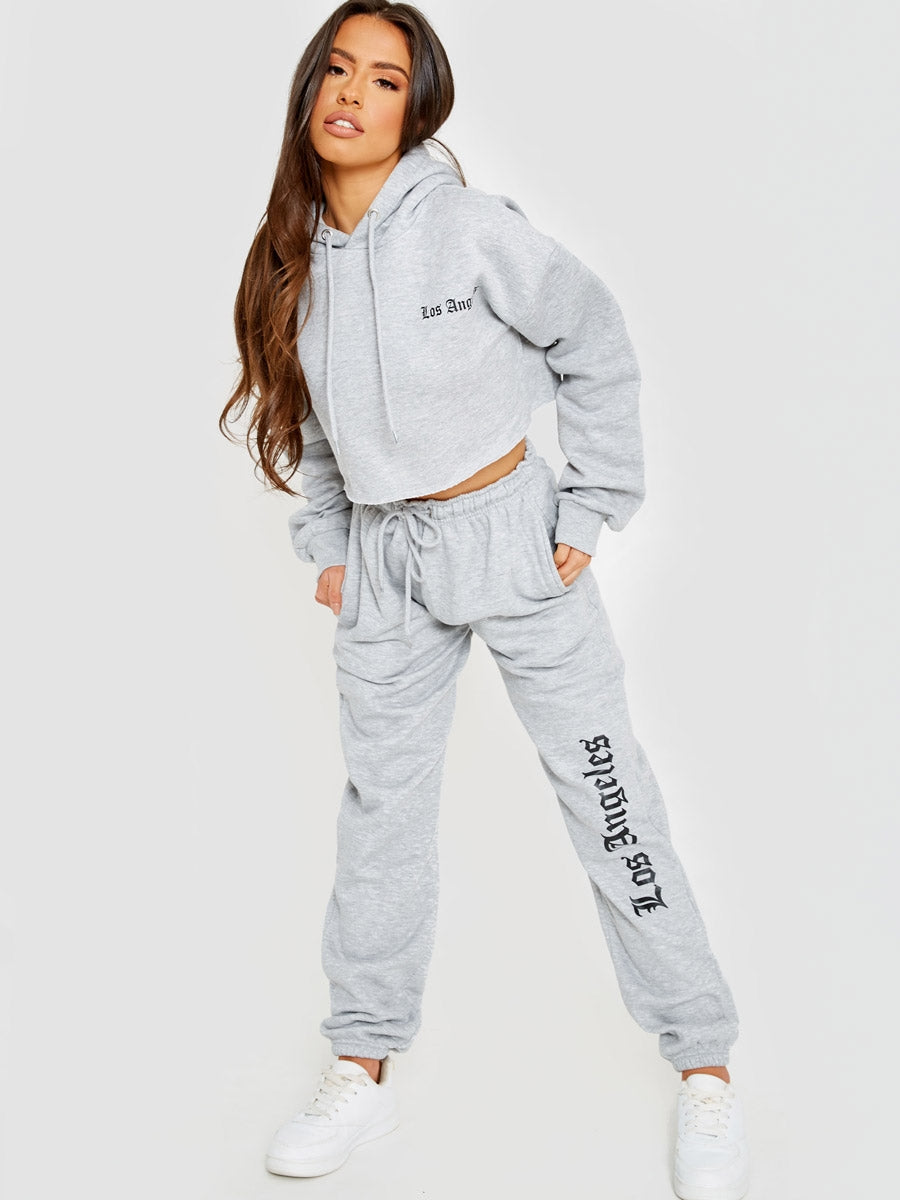 Los Angeles Cropped Hoodie & Jogger Fleece Co-ord