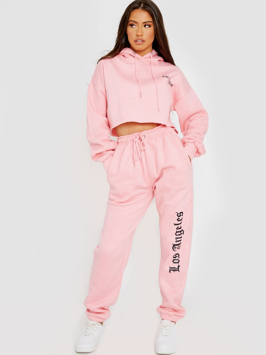 Los Angeles Cropped Hoodie & Jogger Fleece Co-ord