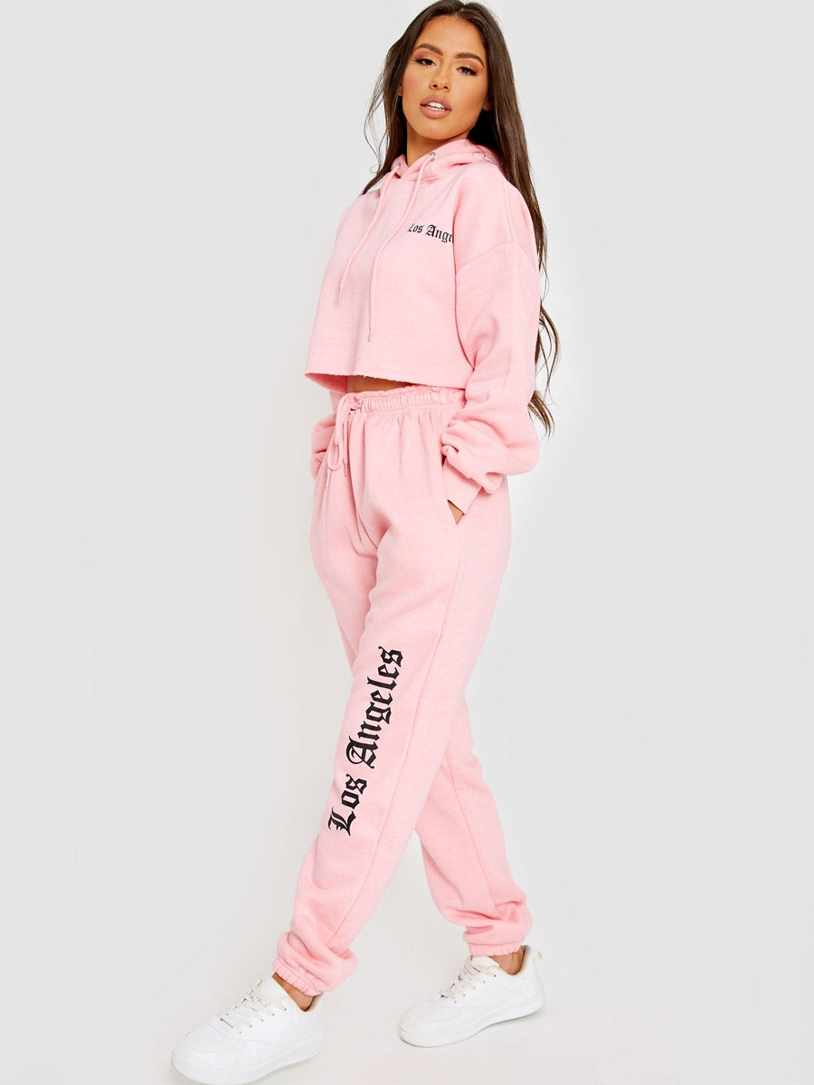 Los Angeles Cropped Hoodie & Jogger Fleece Co-ord