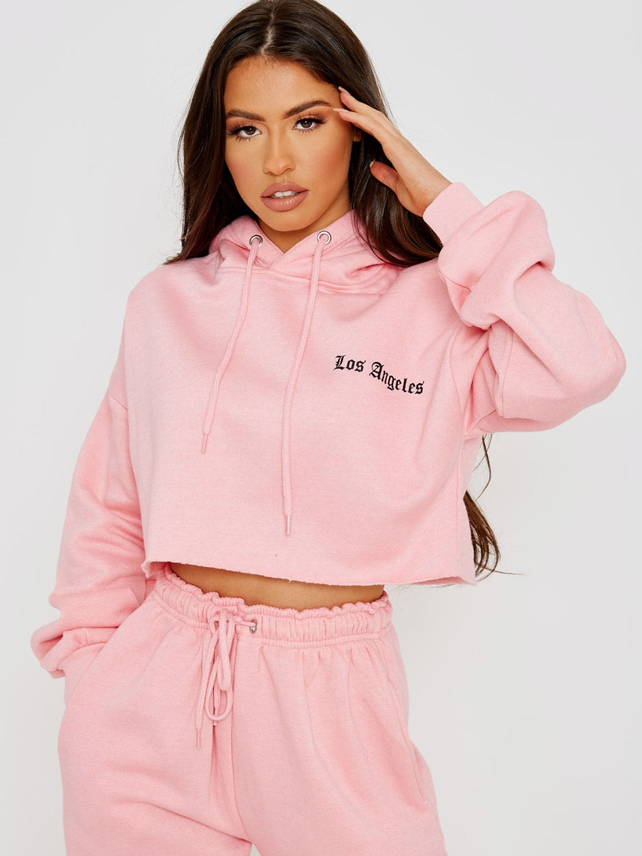 Los Angeles Cropped Hoodie & Jogger Fleece Co-ord