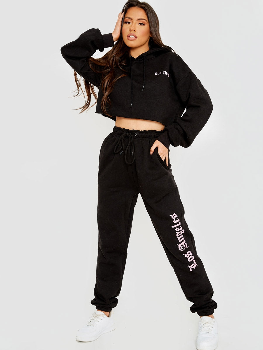 Los Angeles Cropped Hoodie & Jogger Fleece Co-ord
