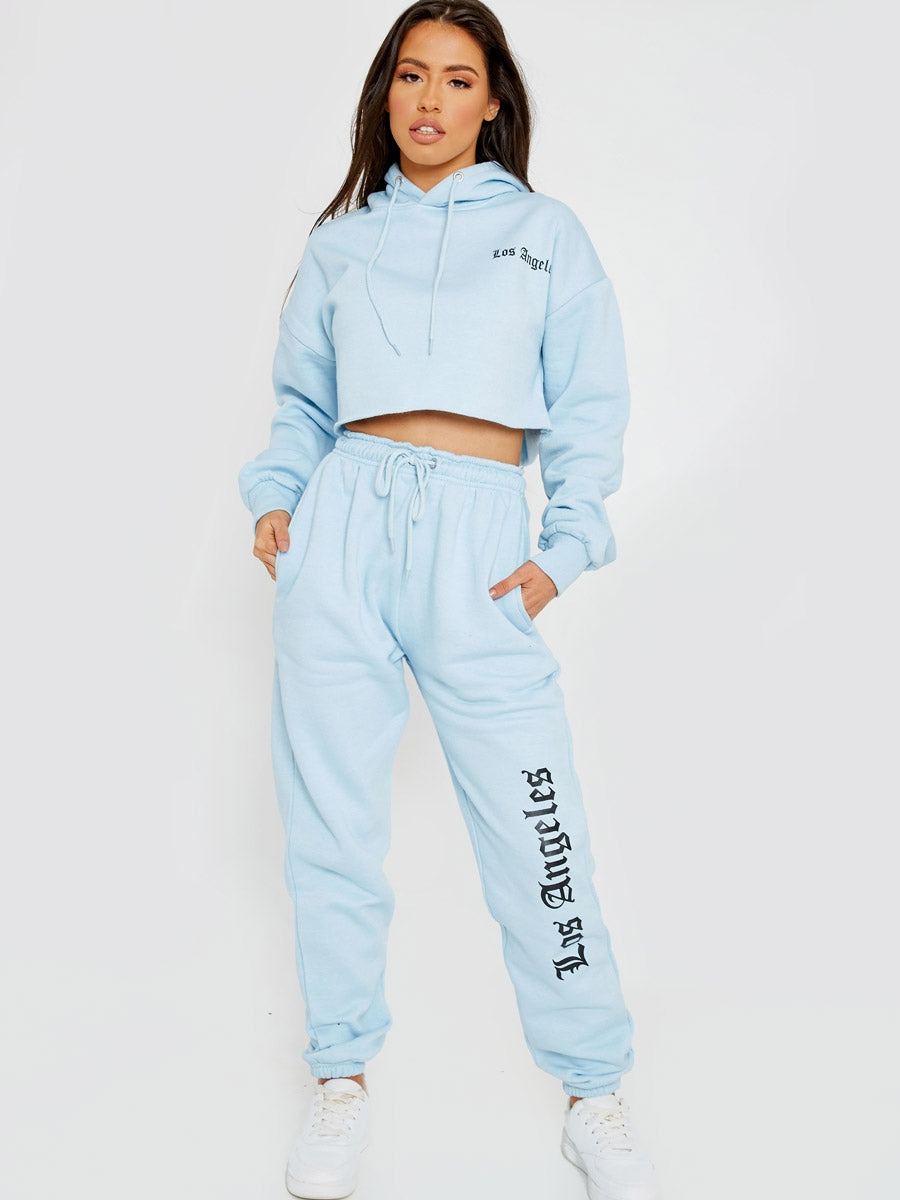 Los Angeles Cropped Hoodie & Jogger Fleece Co-ord