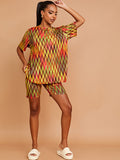 Chevron Printed Oversized Top & Shorts Co-ord