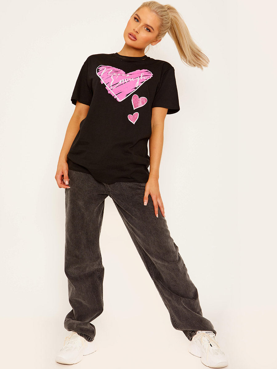 Never Enough Heart Graphic Print T-Shirt