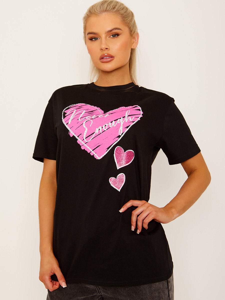 Never Enough Heart Graphic Print T-Shirt