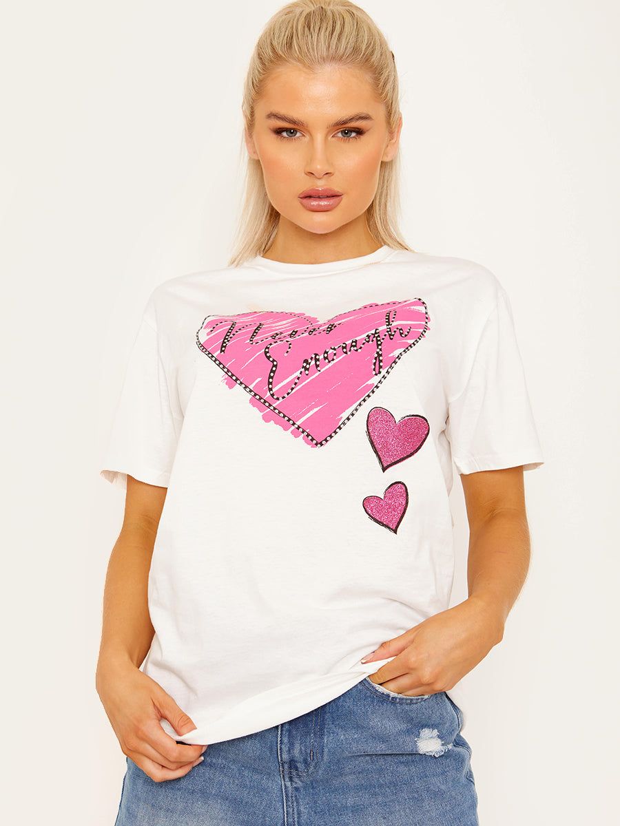 Never Enough Heart Graphic Print T-Shirt