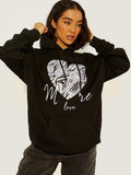 More Love Heart Graphic Print Hoodie