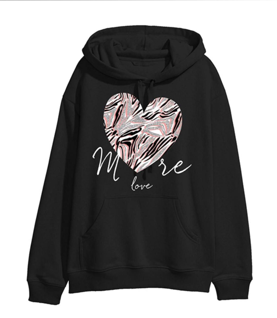 More Love Heart Graphic Print Hoodie