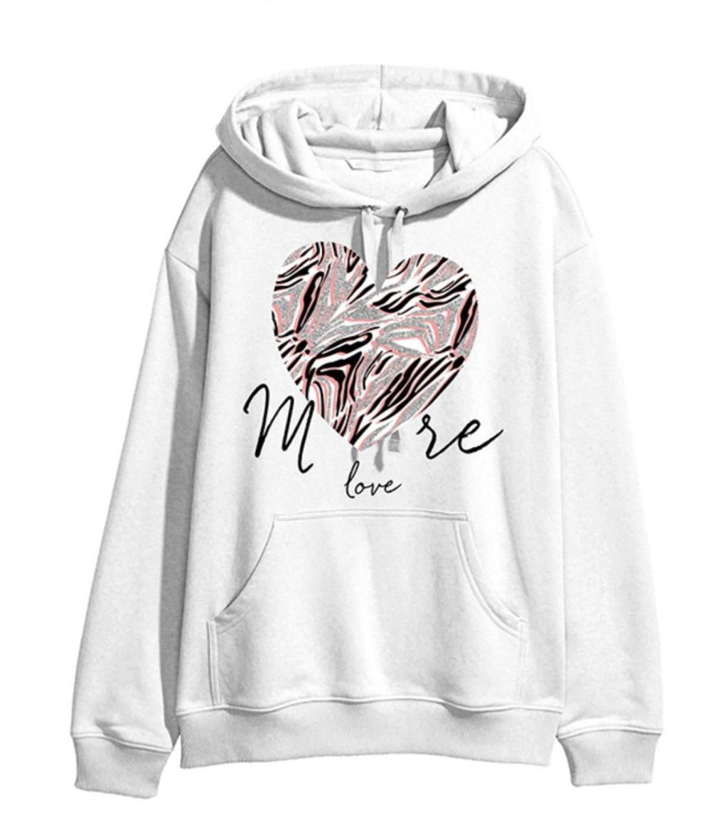 More Love Heart Graphic Print Hoodie