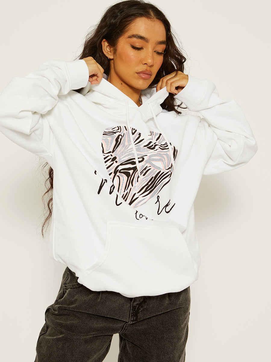 More Love Heart Graphic Print Hoodie