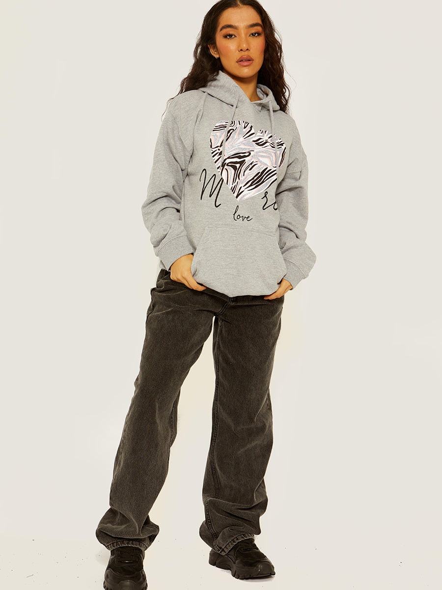 More Love Heart Graphic Print Hoodie
