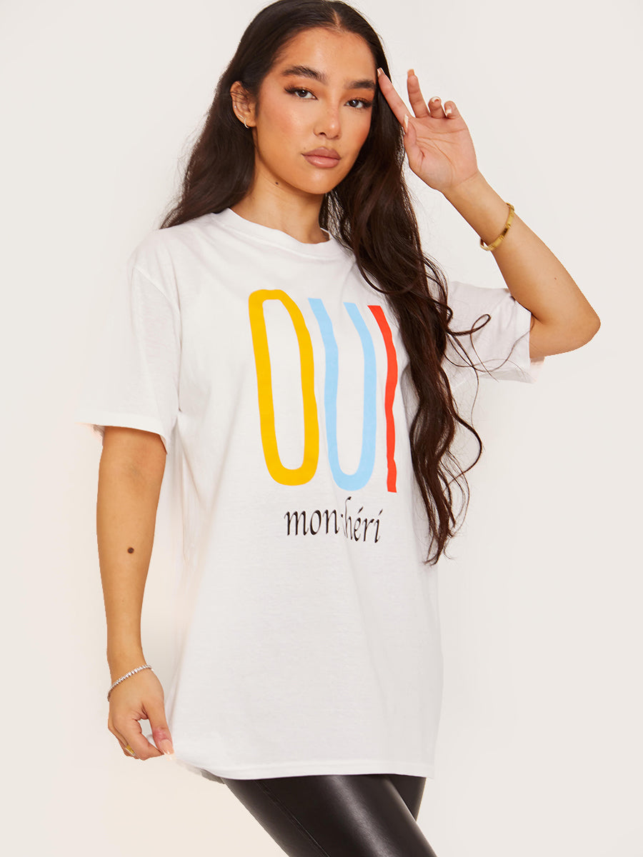 Oui Mon Cheri Graphic Printed T-Shirt