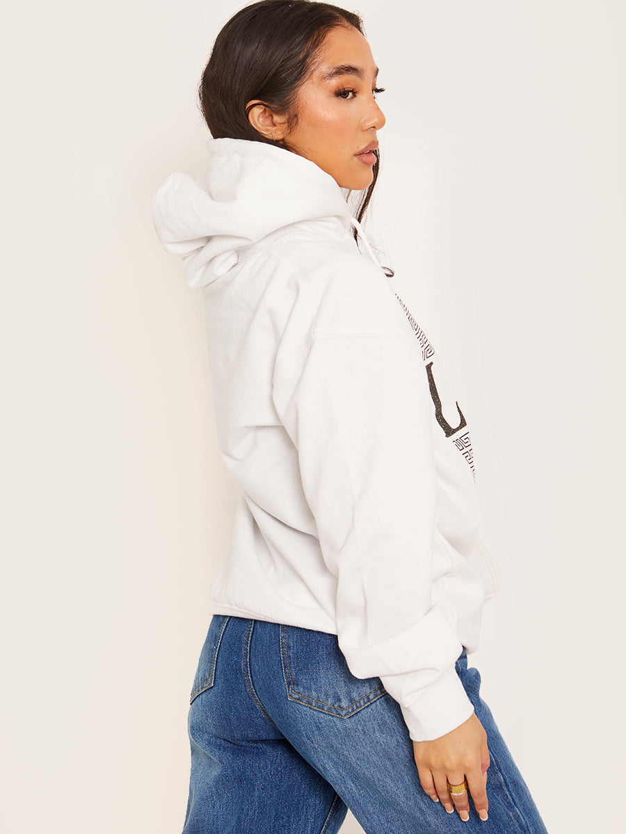 Greek Pattern Love Graphic Print Hoodie