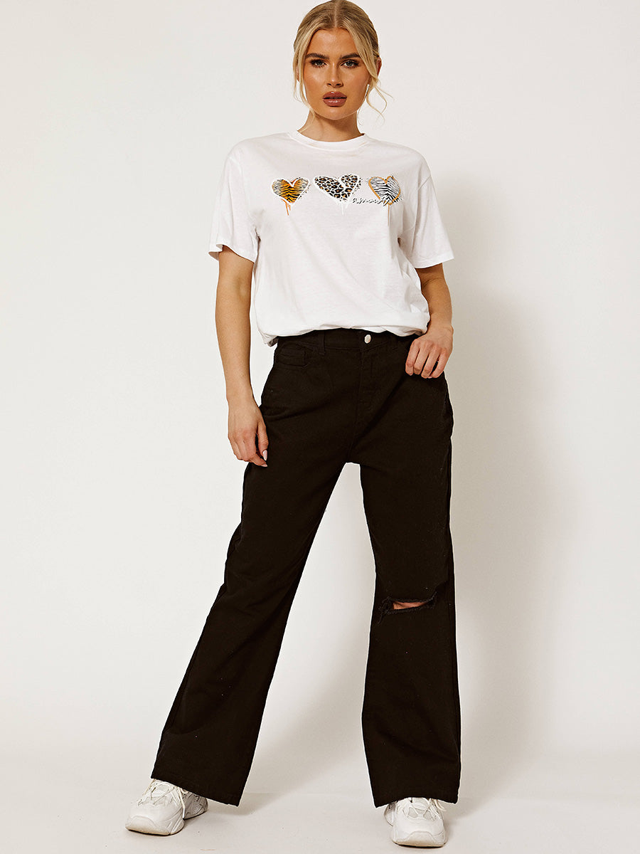 Three Hearts Amour Animal Print T-Shirt