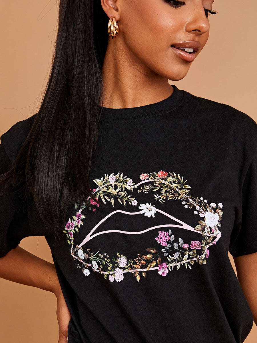 Botanic Lip Graphic Printed T-Shirt