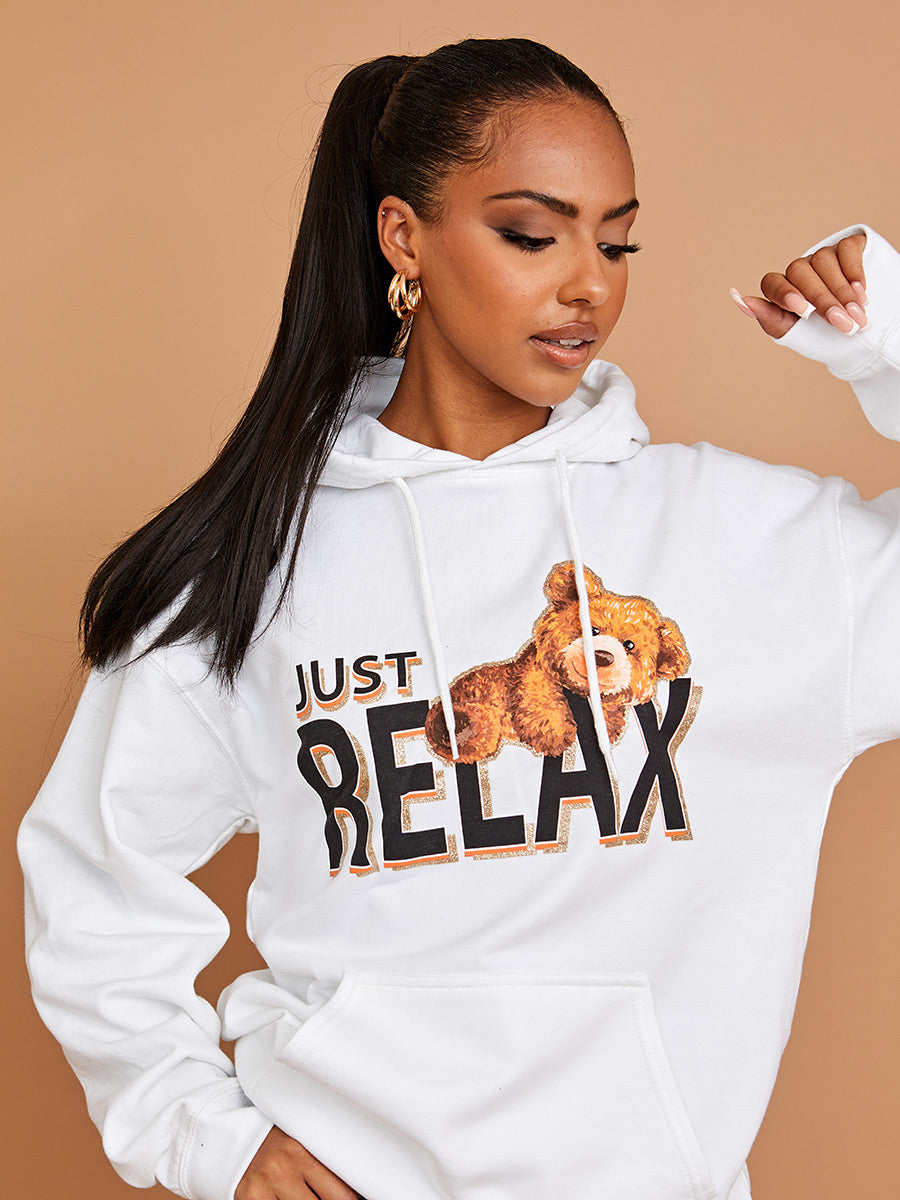 Just Relax Graphic Print Hoodie