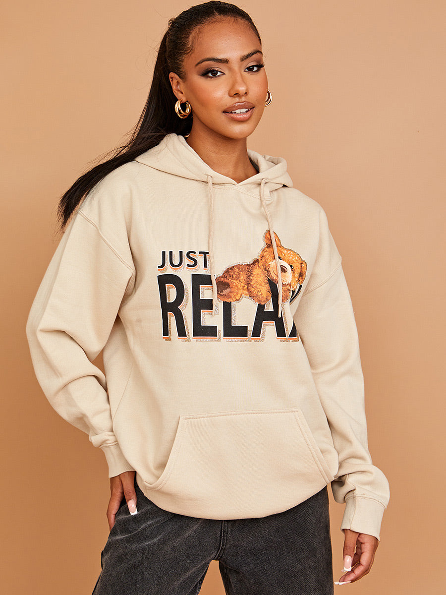 Just Relax Graphic Print Hoodie