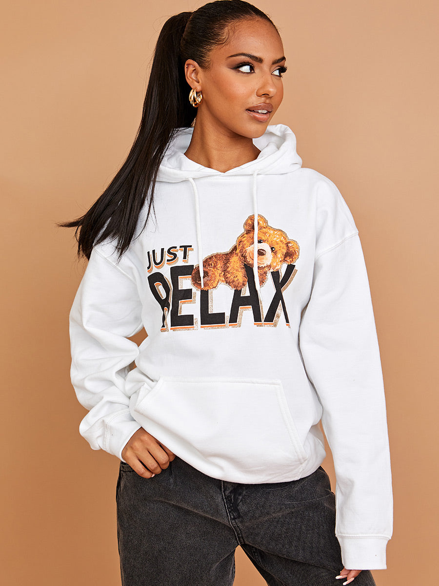 Just Relax Graphic Print Hoodie
