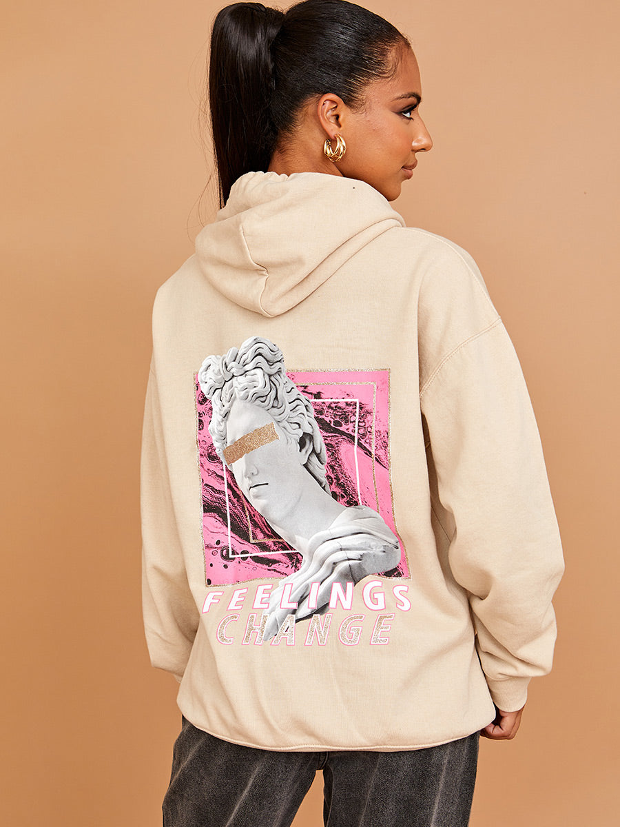 Feelings Change Graphic Print Hoodie