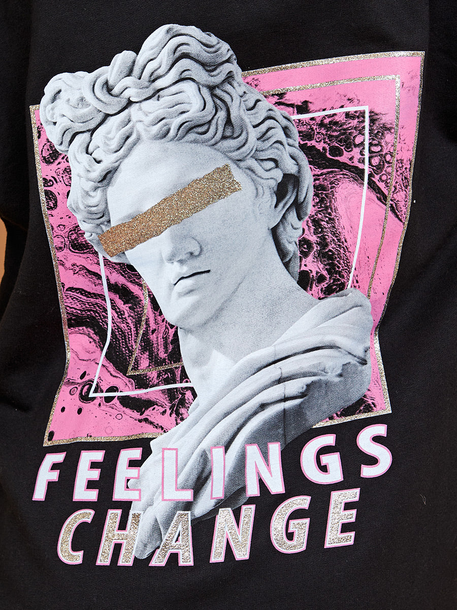 Feelings Change Graphic Print Hoodie