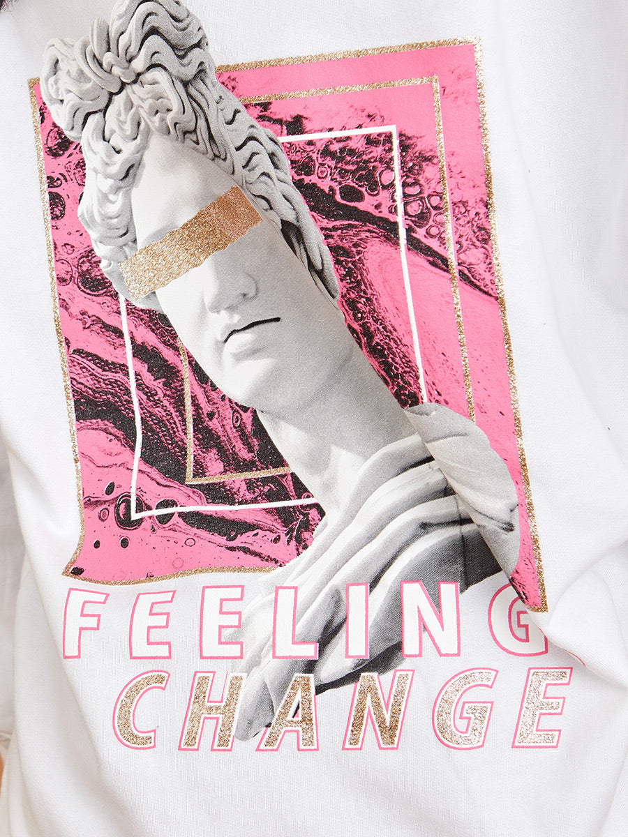 Feelings Change Graphic Print Hoodie