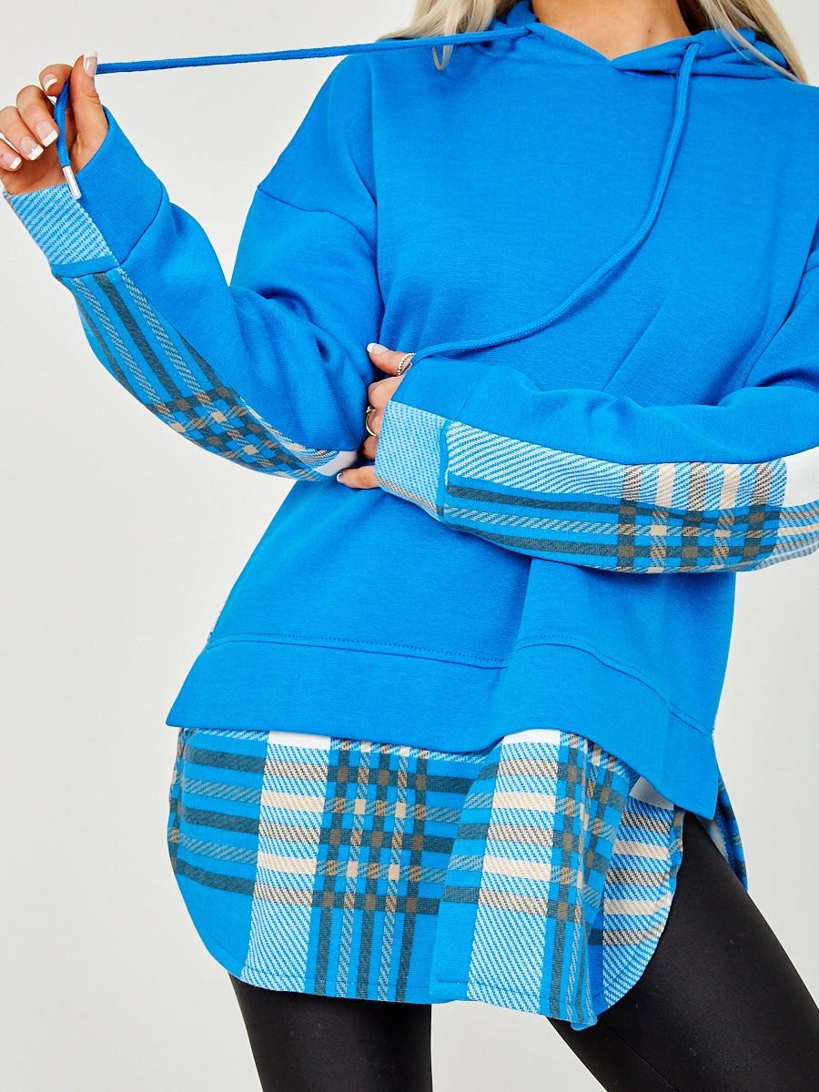 Check Detail Fleece Hoodie