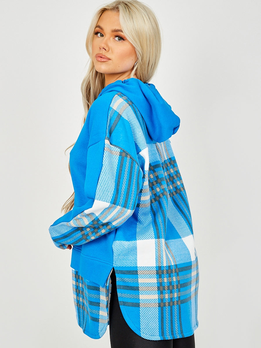 Check Detail Fleece Hoodie