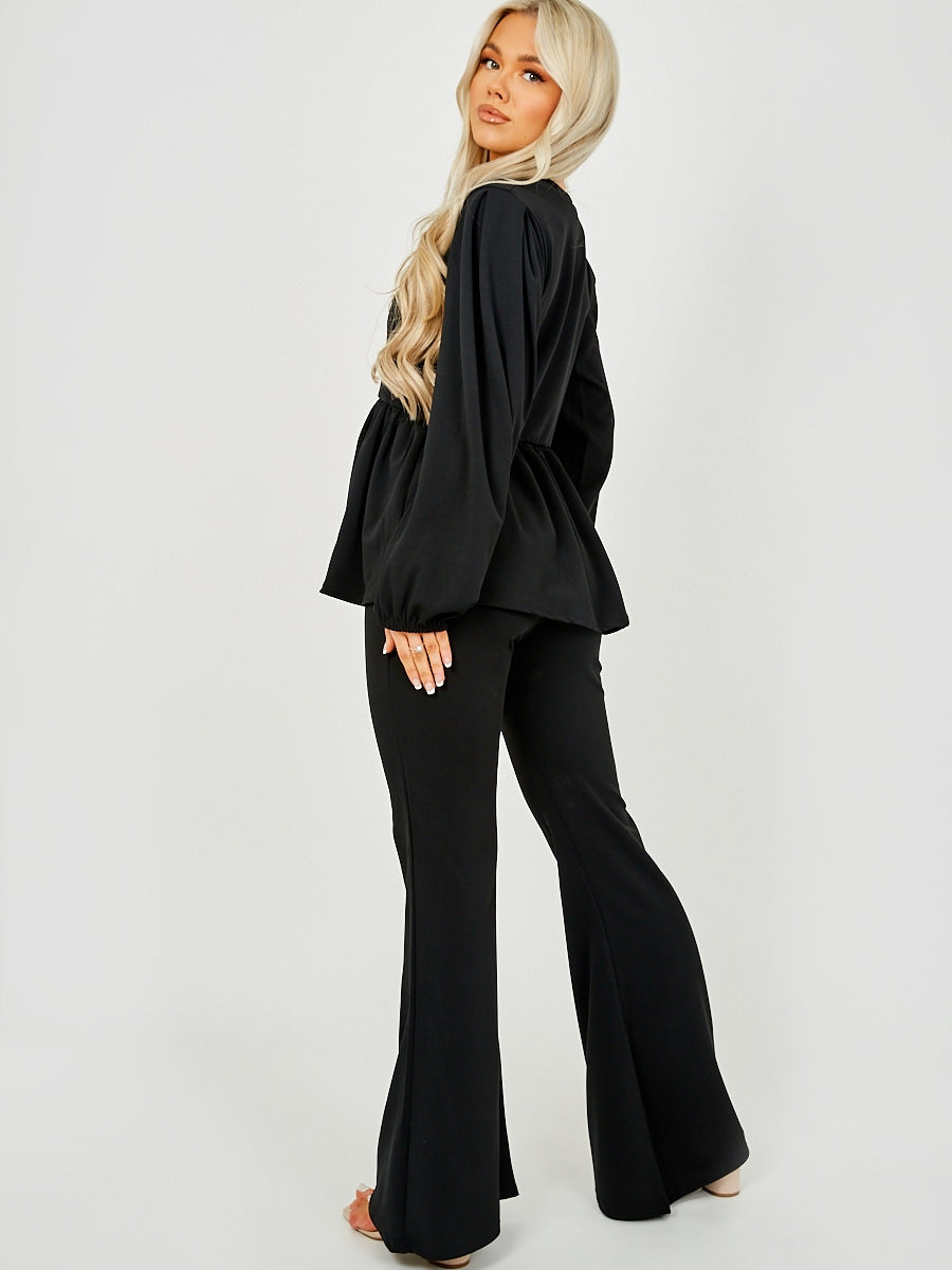 Peplum Frill Top & Wide Leg Trouser Co-ord