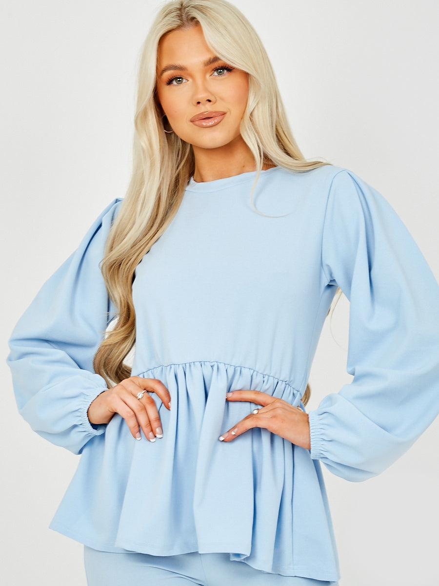 Peplum Frill Top & Wide Leg Trouser Co-ord