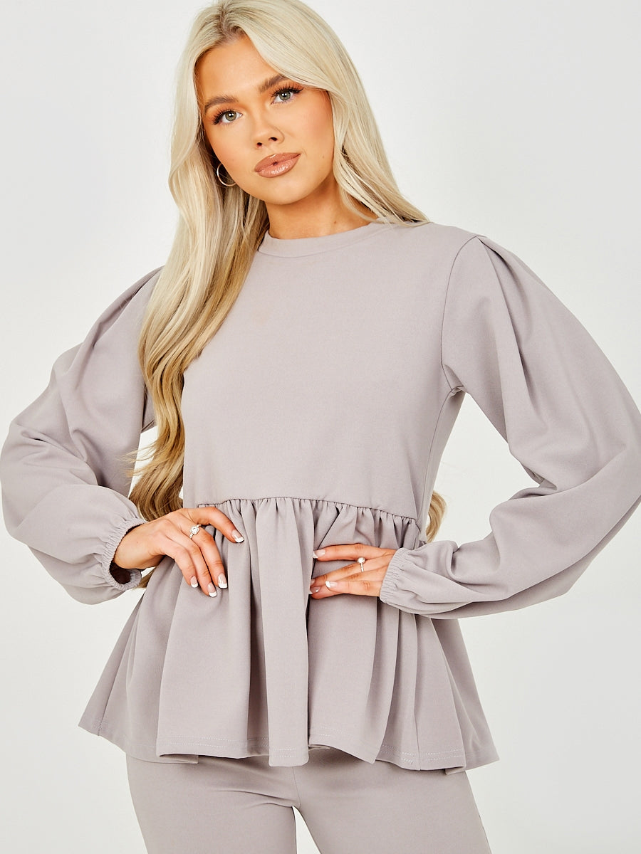 Peplum Frill Top & Wide Leg Trouser Co-ord
