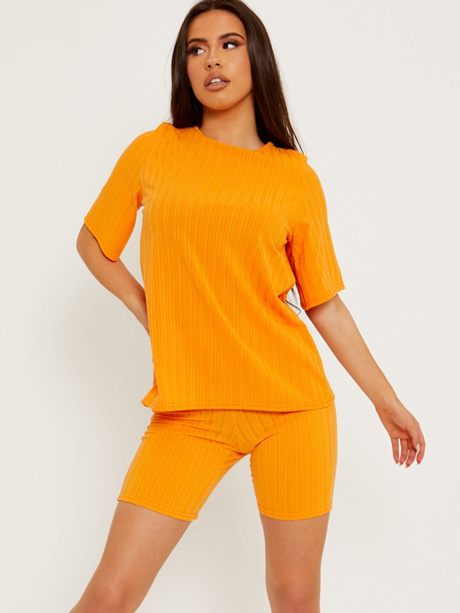 Ribbed Oversized Top & Shorts Co-ord