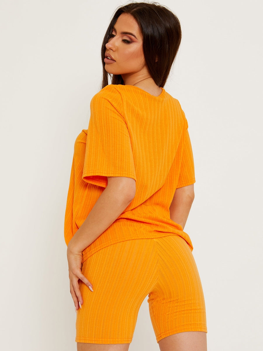 Ribbed Oversized Top & Shorts Co-ord