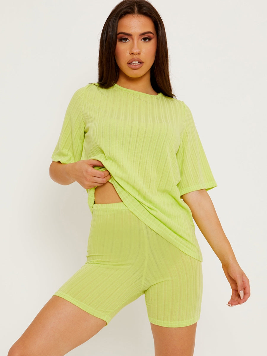Ribbed Oversized Top & Shorts Co-ord