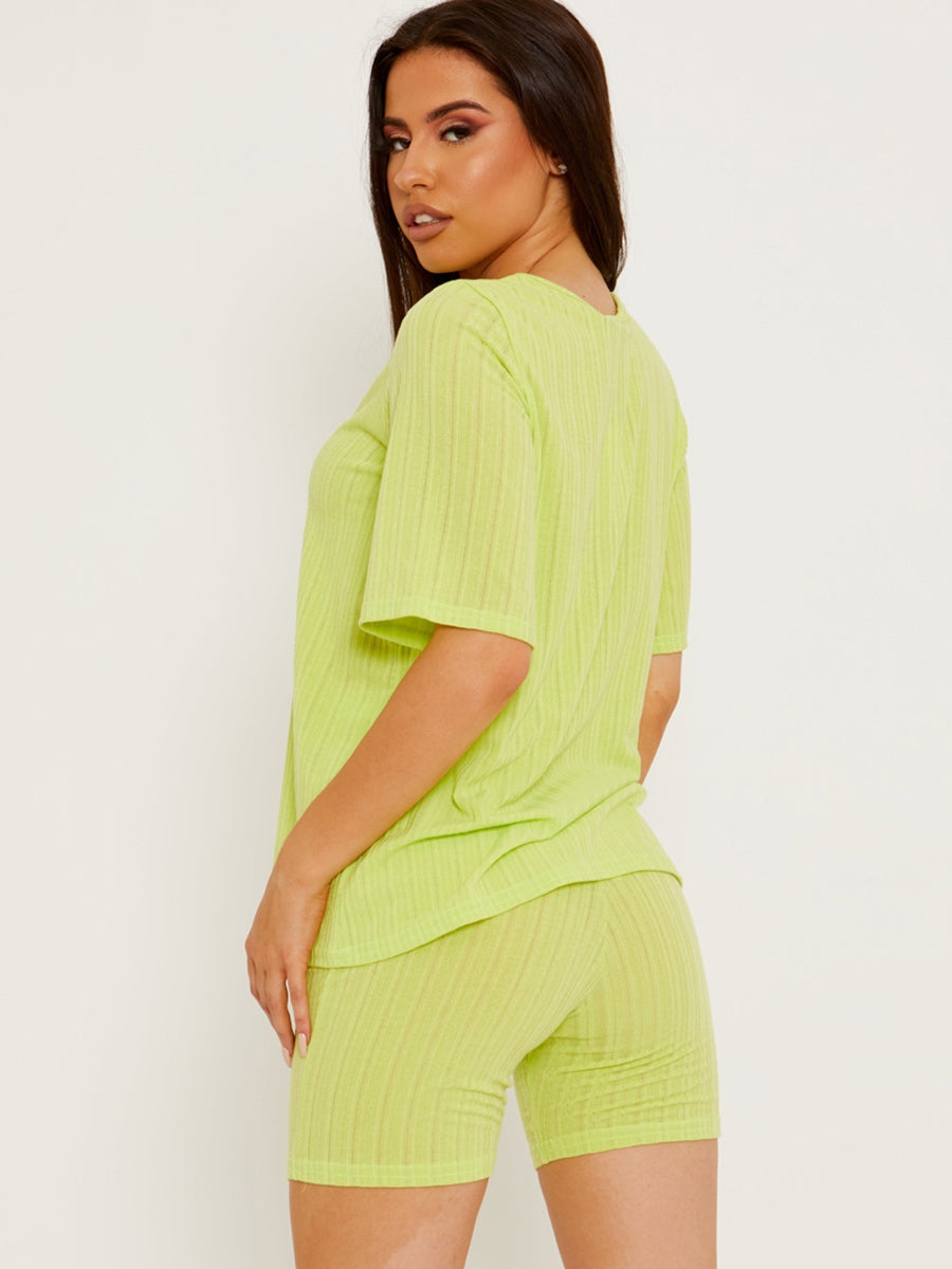 Ribbed Oversized Top & Shorts Co-ord