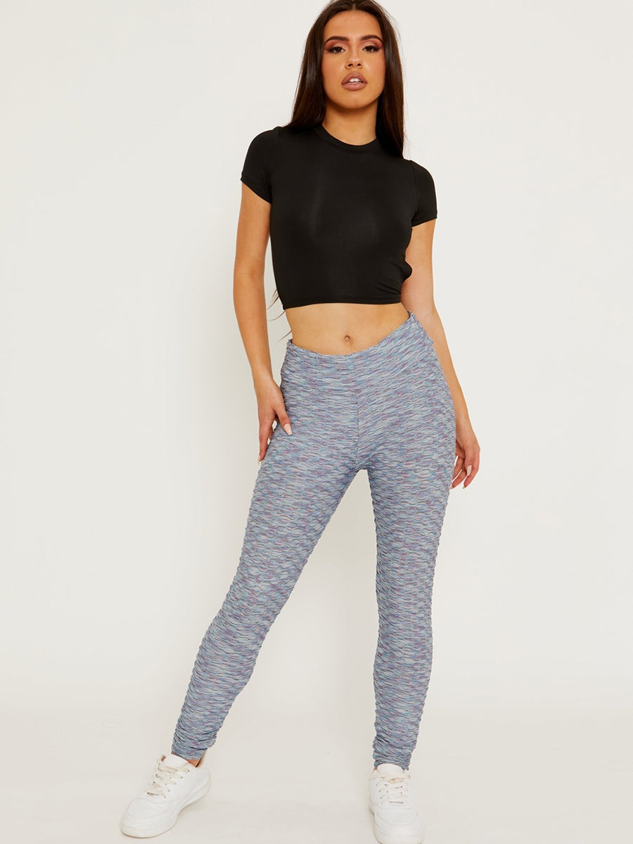 Colourful Textured Scrunch Butt Gym Leggings